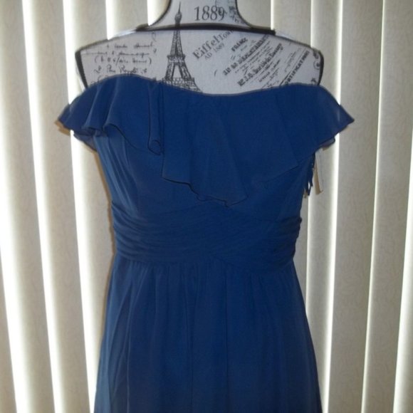 *FINAL PRICE* Navy Blue Strapless Ruffle Short Party Dress Size 16 - Picture 3 of 8